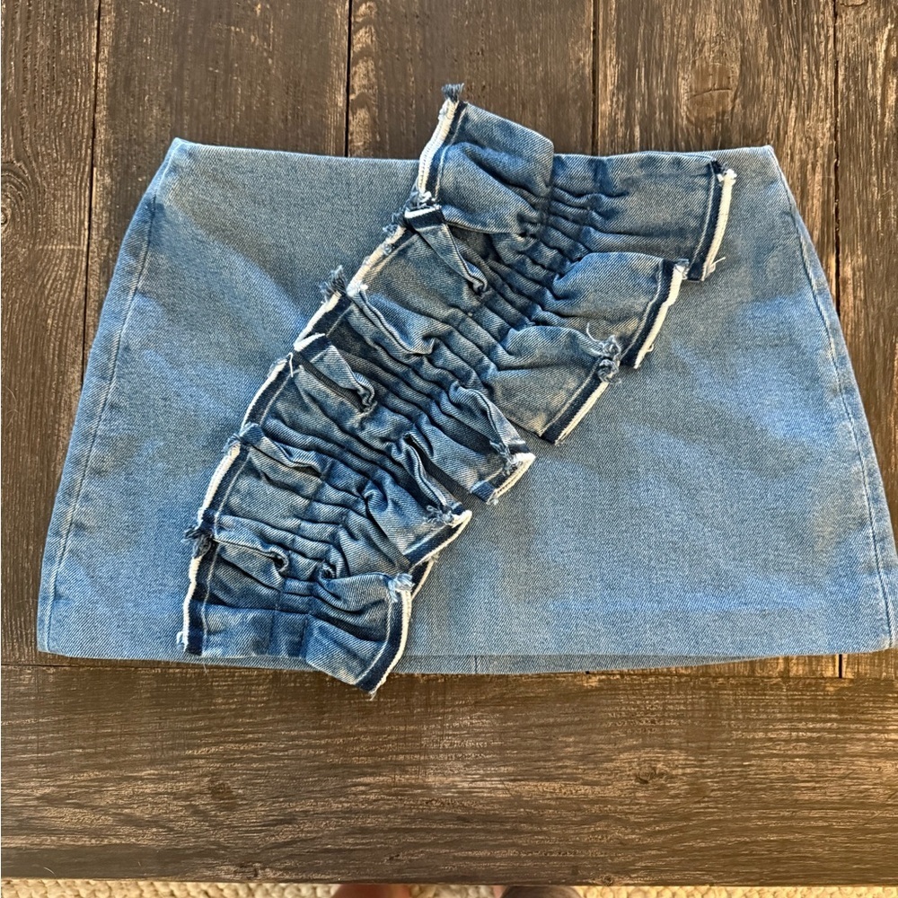 Zara Denim Ruffle Mini Skirt - Picture 11 of 11